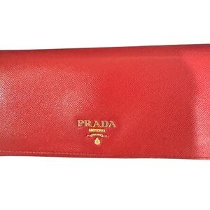 Authentic Red Prada Saffiano Fold Wallet
